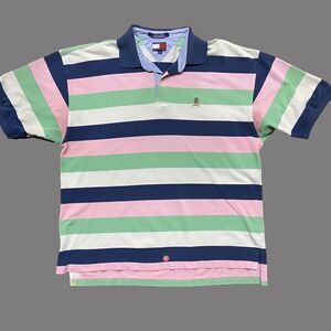 Tommy Hilfiger Vintage Striped Multicolor Polo Shirt Cotton Men's Extra Large